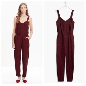 Madewell Burgundy Textured Sleeveless Jumpsuit